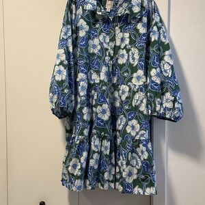 Anthropologie Blue and Green Floral Dress/Top Size 3X NWT see close up pics